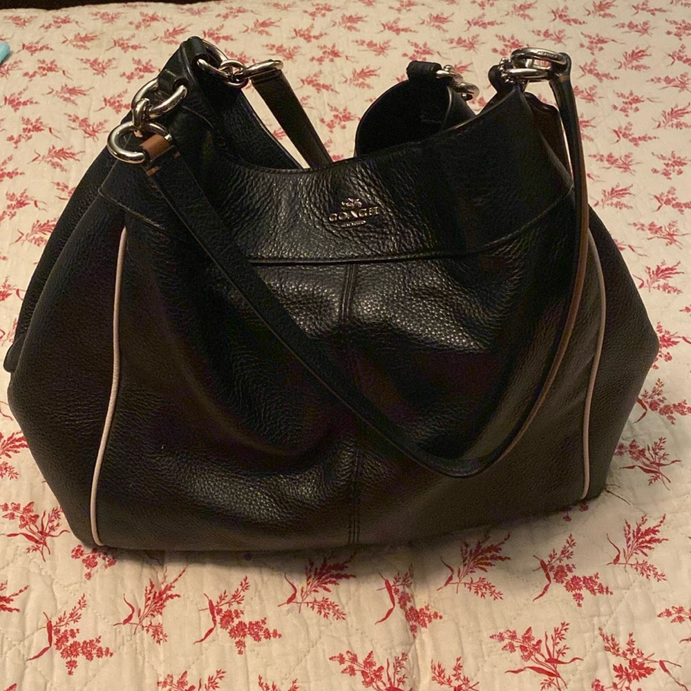 Coach black pebble leather bag